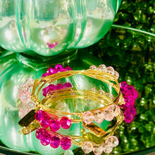 Load image into Gallery viewer, "Pink Ice" - Crystal Wire Bangle