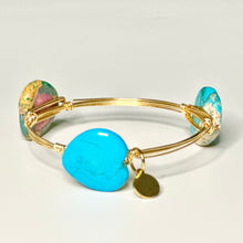 Load image into Gallery viewer, “Precious Heart" - Stoned Wire Bangle - 3 stone